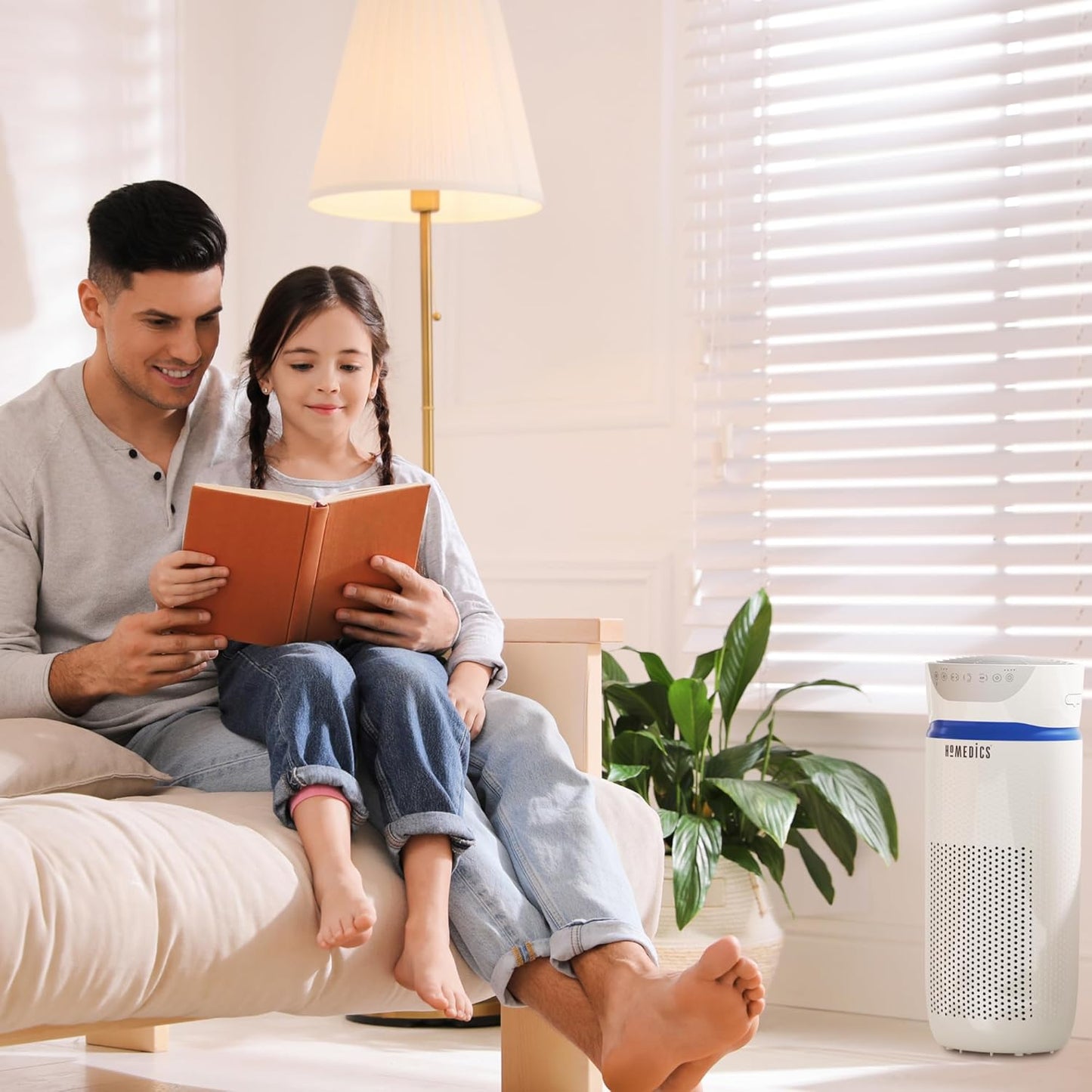Purificatore D'Aria Filtro HEPA A 360°, Tecnologia Con Luce UV