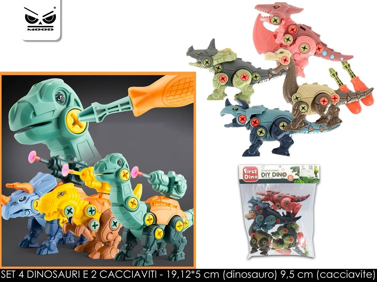 Gioco 4 dinosauri e 2 cacciaviti