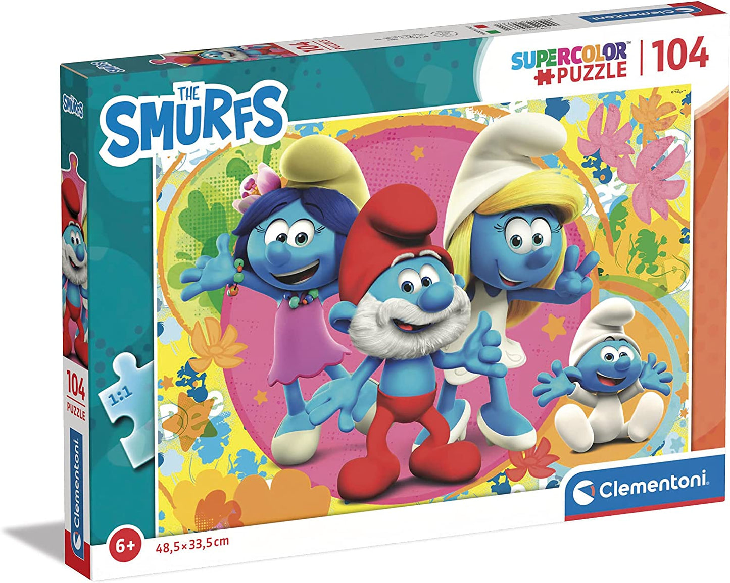 Clementoni- Puzzle Pitufos 104pzs The Smurfs Supercolor Smurfs-104 Pezzi