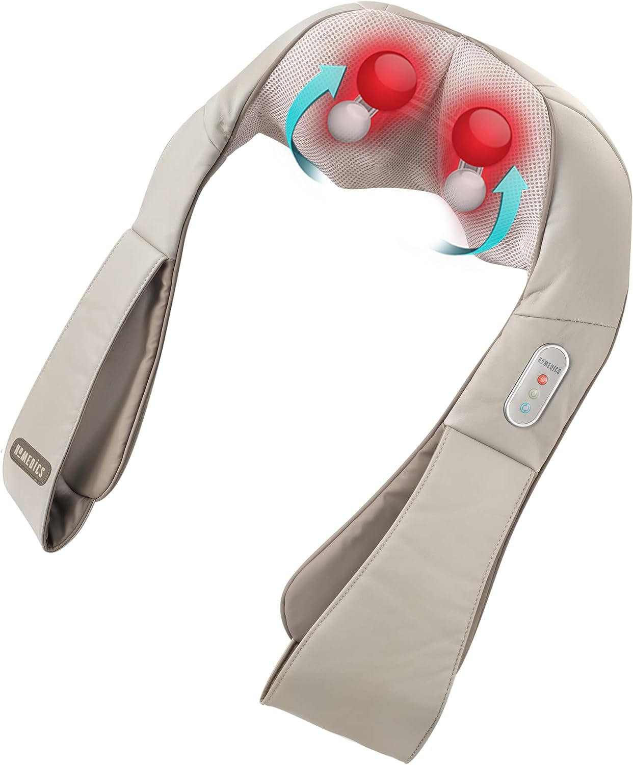 HoMedics Massaggiatore Shiatsu per Collo, Spalle e Cervicale, Massaggiatore Elettrico Portatile con Funzione di Riscaldamento per Massaggio Cervicale, Batteria Ricaricabile, Comandi Integrati