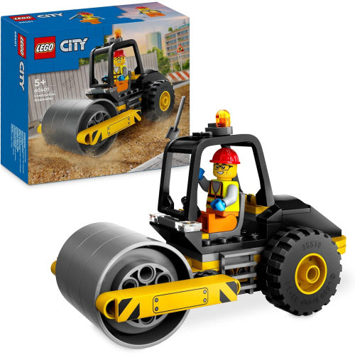 LEGO City 60401 Rullo Compressore Set di Costruzioni Giocattolo per Bambini di 5+ Anni Veicolo da Cantiere con Operaio Edile