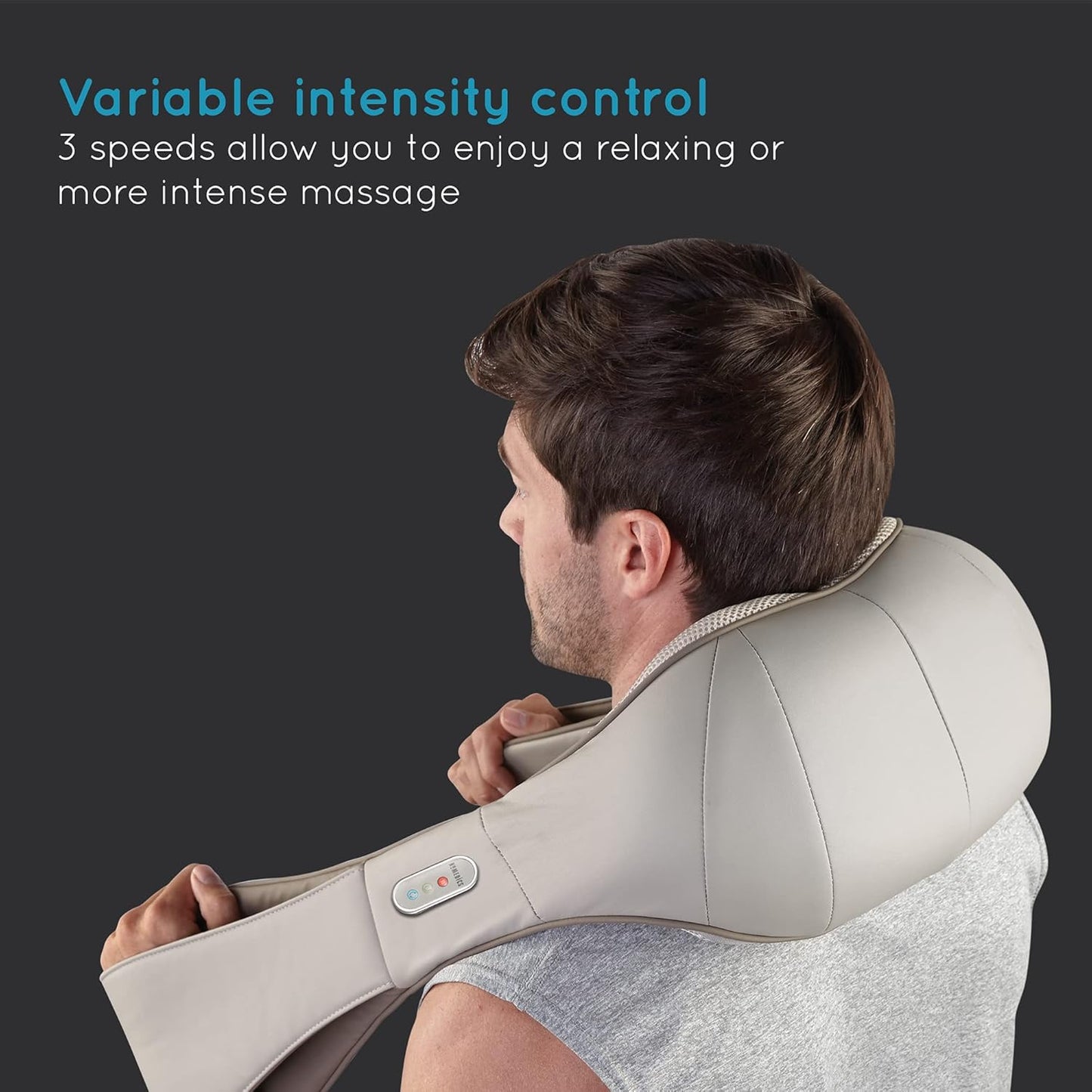 HoMedics Massaggiatore Shiatsu per Collo, Spalle e Cervicale, Massaggiatore Elettrico Portatile con Funzione di Riscaldamento per Massaggio Cervicale, Batteria Ricaricabile, Comandi Integrati