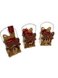 Lanterna Natale con fiocco e portacandela 10 cm - A-B-C - 1 PZ