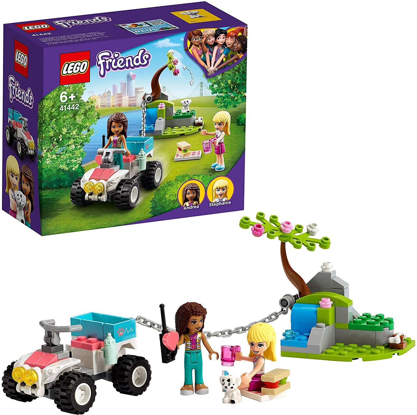 LEGO Friends Il Buggy di Soccorso della Clinica Veterinaria con Mini-doll di Stephanie e Andrea, 41442