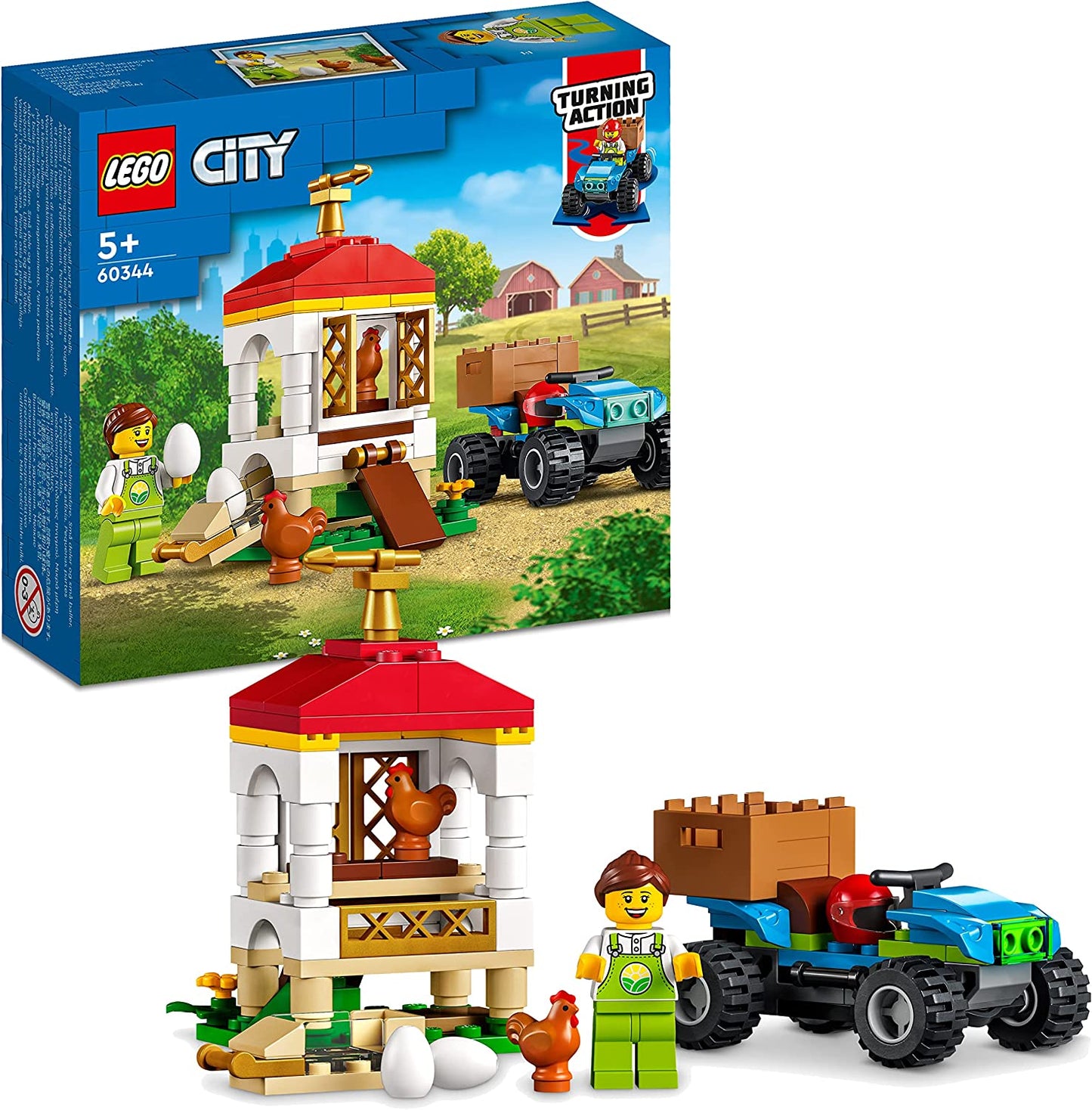 LEGO 60344 City Il Pollaio, Set con Animali, Nido per Galline e Uova Fresche