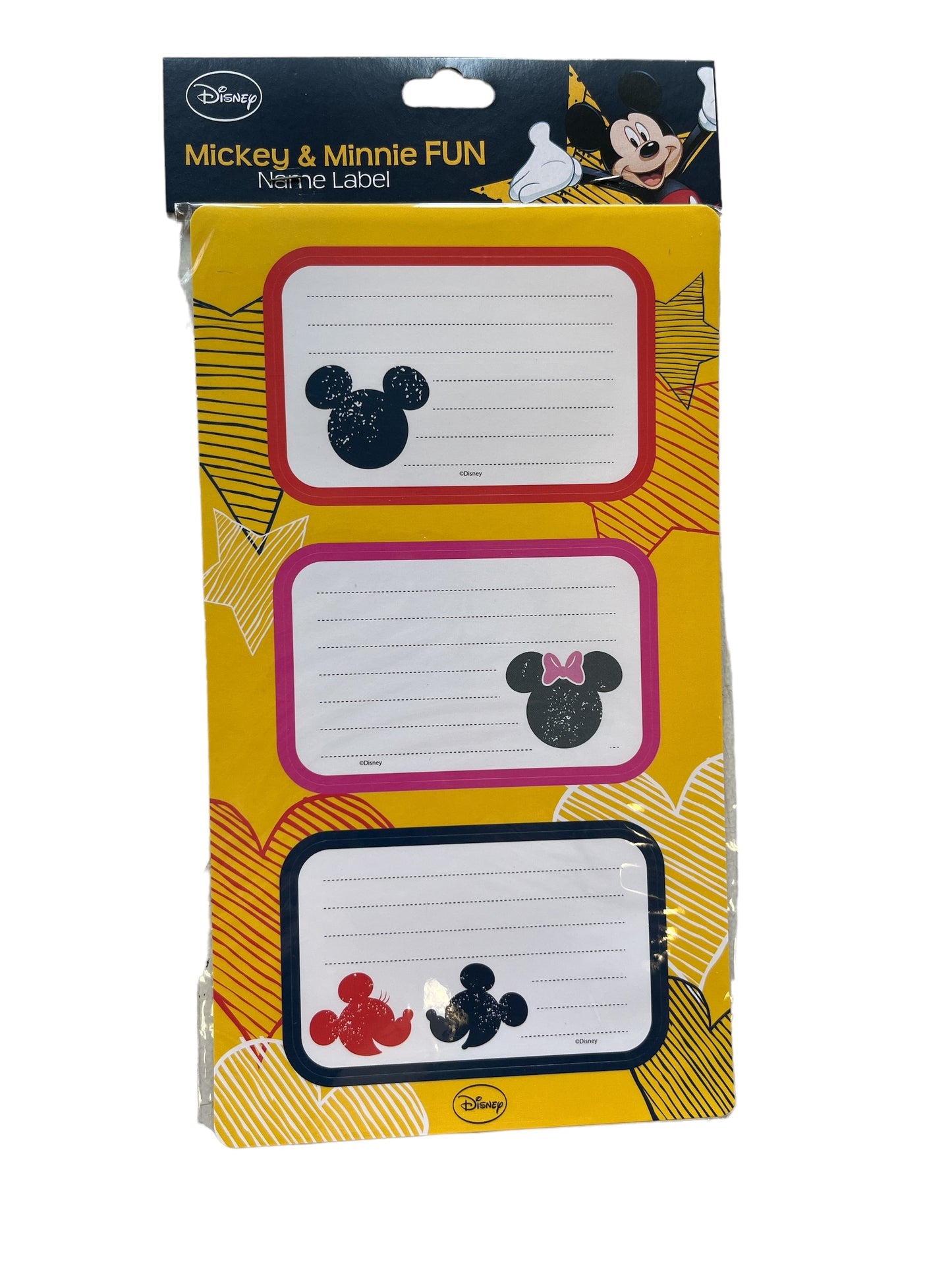 3 fogli adesivi etichetta per quaderni mickey e minnie