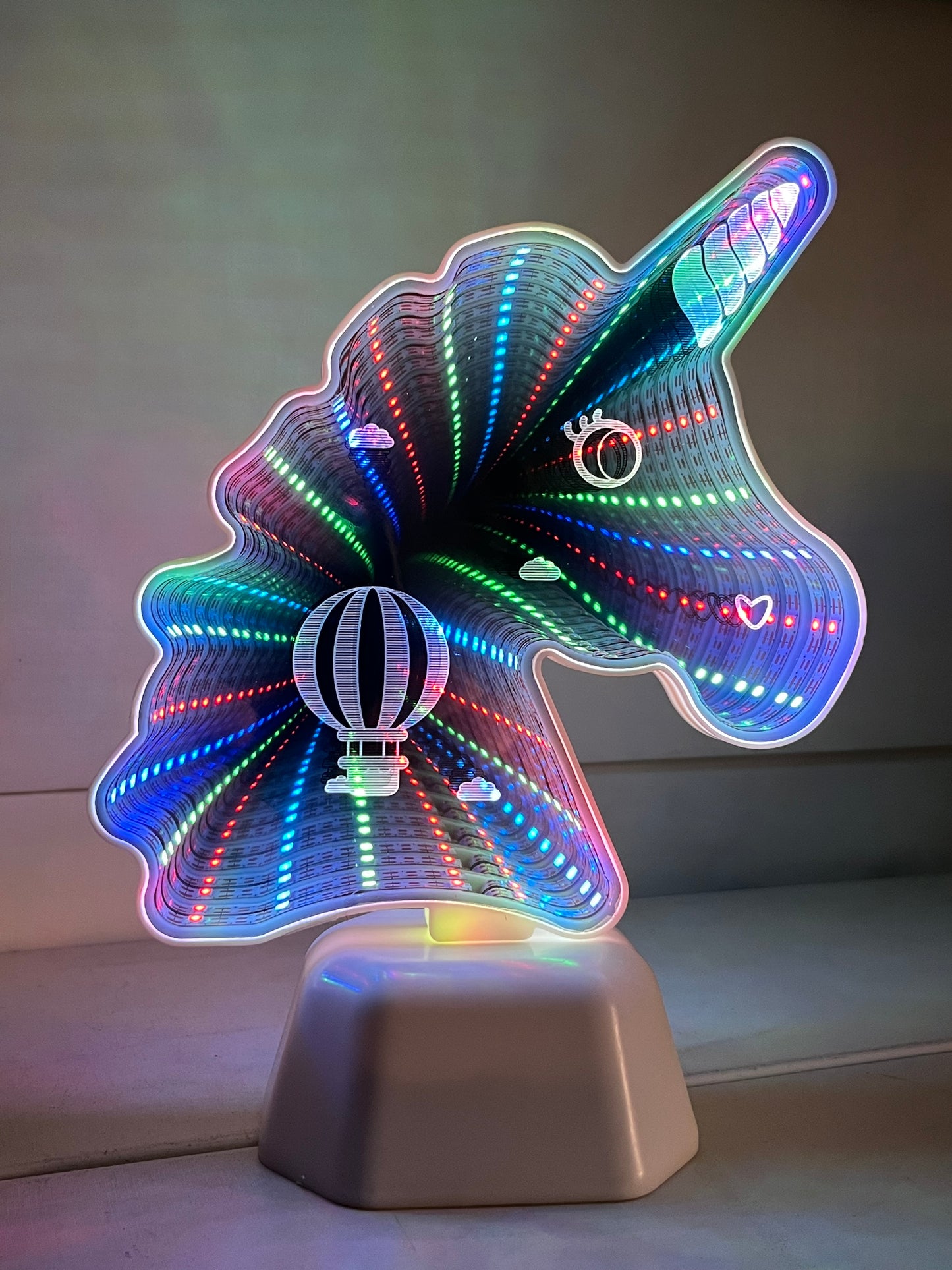 Unicorno luminoso 3d a led