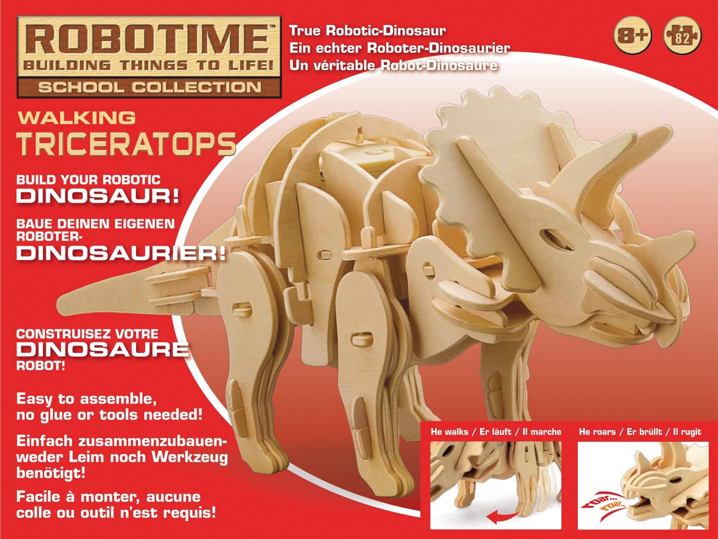 Robotime RT9109 Triceratopo Kit Legno con sensori e sonoro