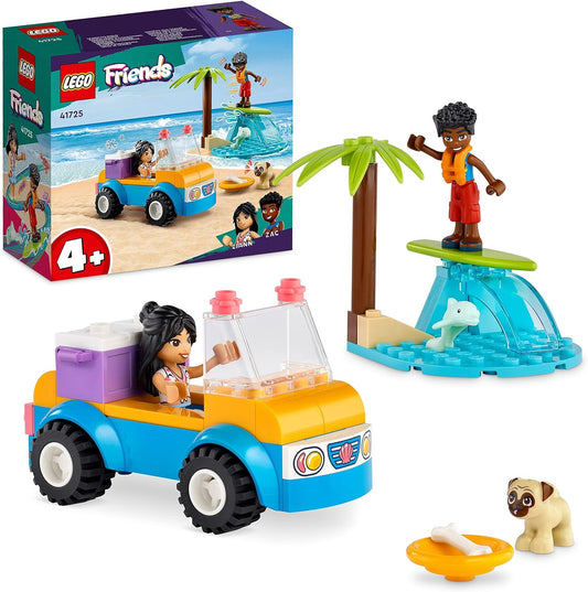 LEGO 41725 Friends Divertimento sul Beach Buggy con Macchina Giocattolo, Tavola da Surf, Mini Bamboline