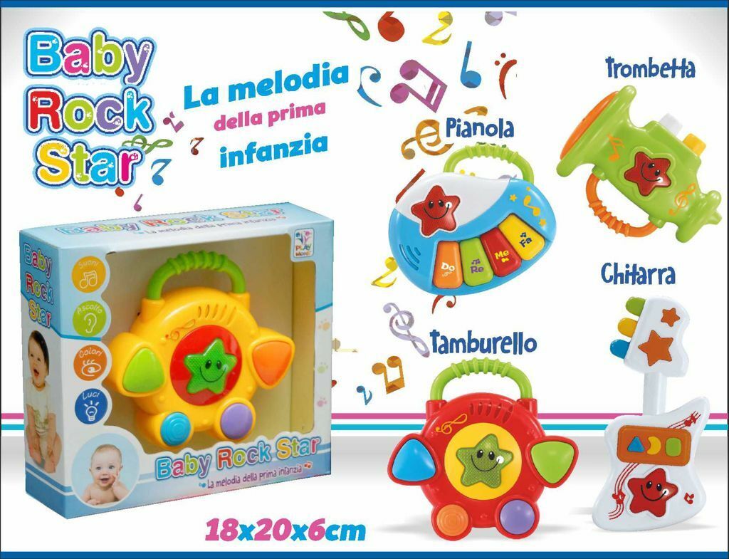 Baby Rock Star Chitarra Con Luci E Suoni Gioco Giocattolo Bambini